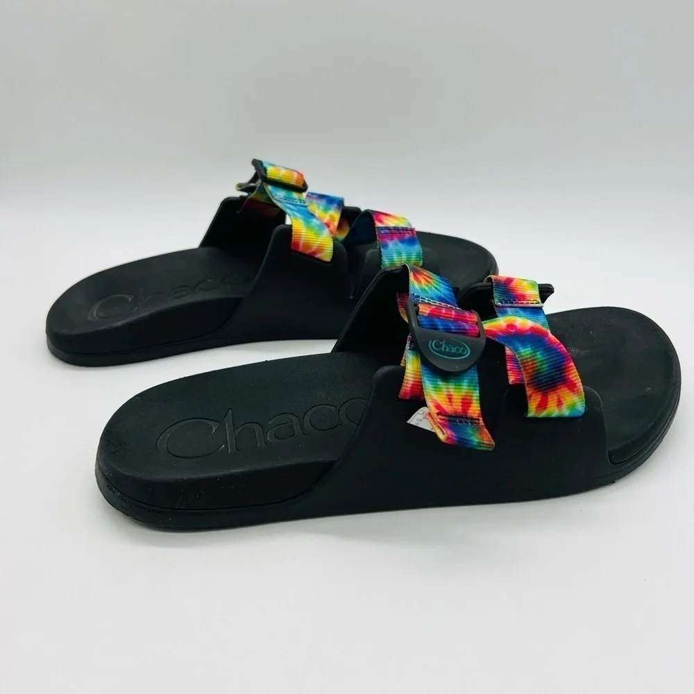 CHACO MEN’S DARK TIE DYE CHILLO SLIDES SIZE 10